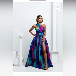 Ofuure ZURI African Print Maxi Infinity Dress SZ S-L